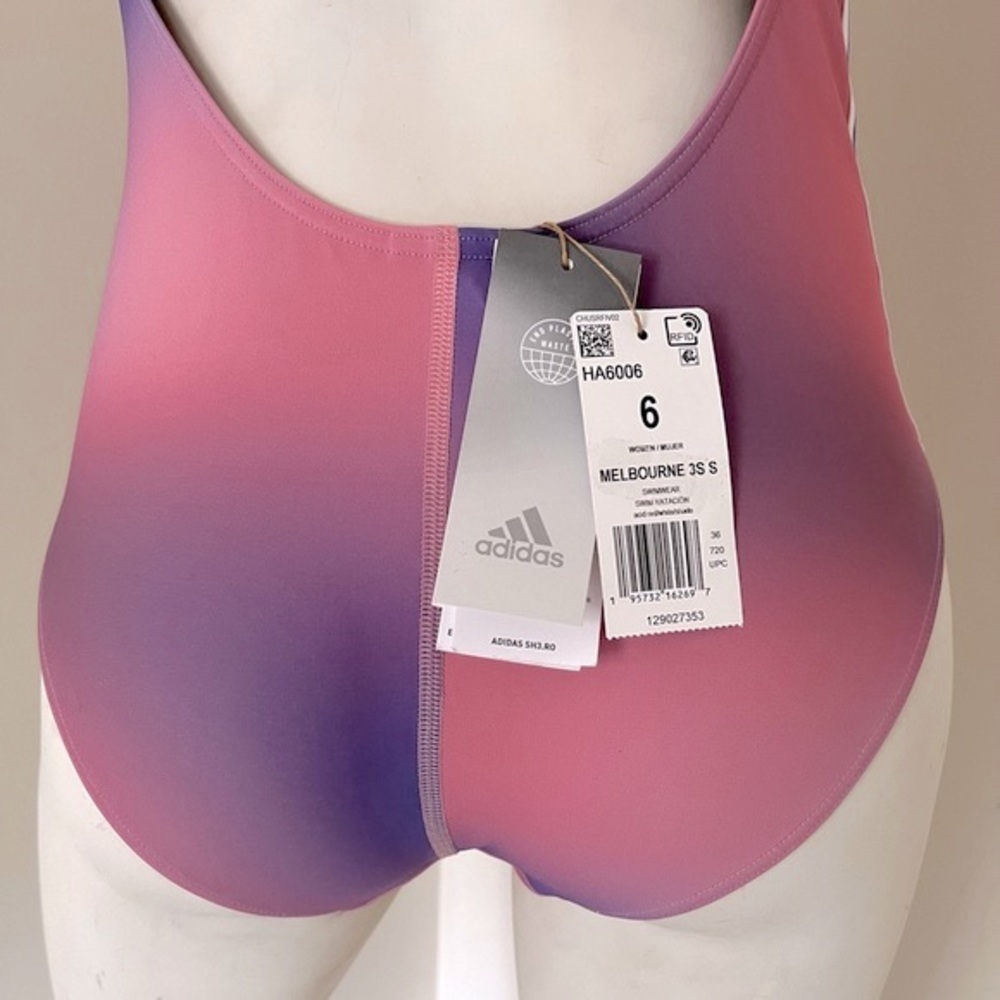 NEW adidas Melbourne Standard Three Stripes one piece bathing suit - Picture 4 of 6